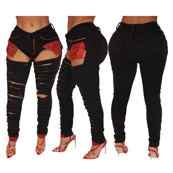 

zoctuo ripped jeans for women skinny black casual denim patchwork jeans 2020 skinny embroidered flares hole casual trouser, Blue