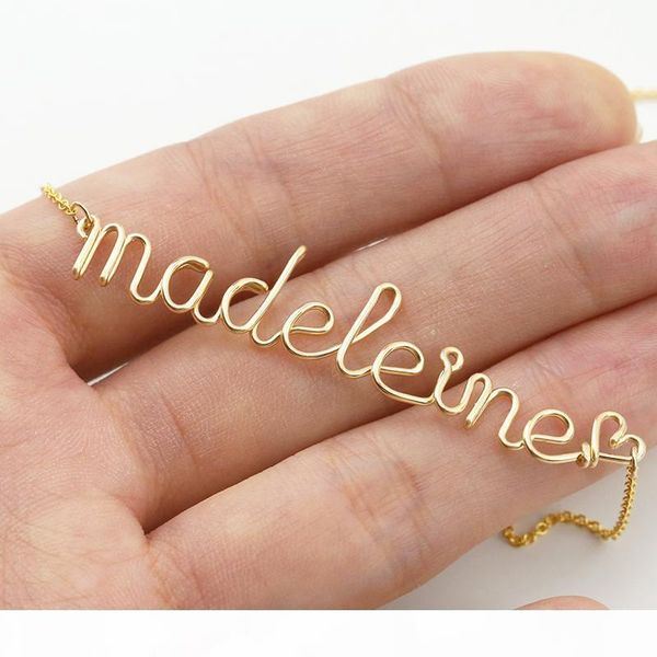 

pinjeas custom name choker chain necklace pendent handmade wire wrap jewelry mother's day gifts women s colthing accessories, Silver