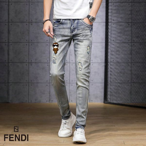 

new fashion men black jeans skinny ripped stretch slim west hip hop swag denim motorcycle biker pants jogger ~~sd69, Blue