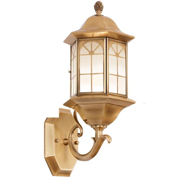 Lâmpada de parede européia para fora do ar livre H65 Brass Living Sala House Shade Bedroom Gardens Garden Hallway Copper Suporte de luminária