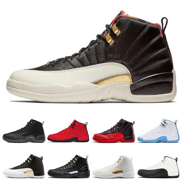 

12 12s mens basketball shoes winterized gym red college navy wings black cny bulls university blue men sport sneakers size 7-13