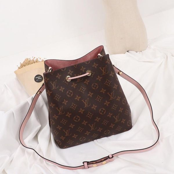 

drop ship fast delivery womens bags vintage leather bucket bag handbag drawstring lady shoulder bags messenger crossbody bags