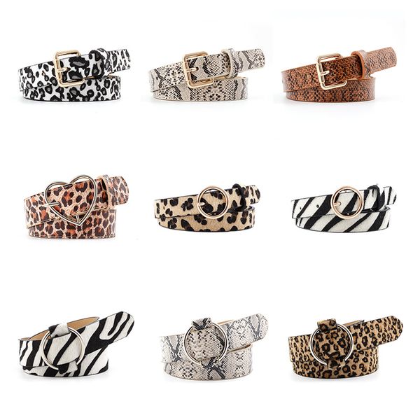 

new leopard snake print women belts pu leather metal heart pin buckle female waist belt dress jeans retro ladies decorative, Black;brown