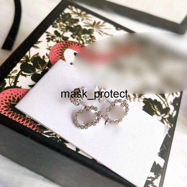 

gujia elegant letter female s925 sterling silver double gg home diamond earrings sweet style fashion accessories, Golden