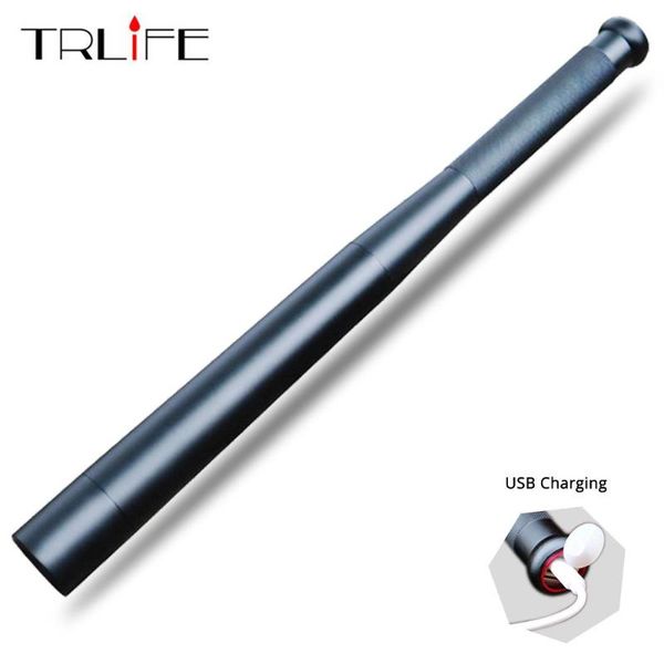 

usb charger baseball bat led t6 built-in 18650 self defense 8000lm flash light safety equipment for camping