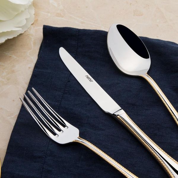 

flatware sets set 36 pieces gold cutlery stainless steel western tableware classic dinner knife fork restaurant dining nehir fulya