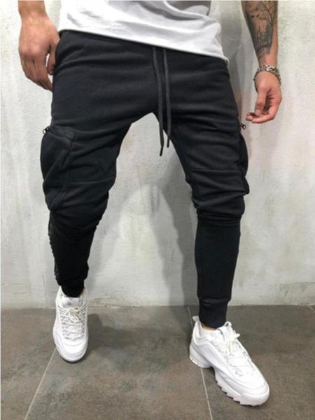

men's pants 2021 men casual harem joggers streetwear hip hop rivet fashion, Black