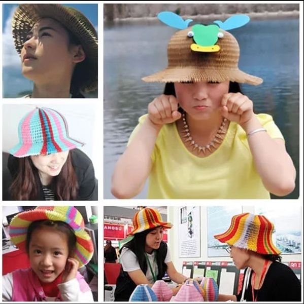 

thickened magic rainbow cartoon animal magic vase changeless vase paper hat folding sun hat, Blue;gray