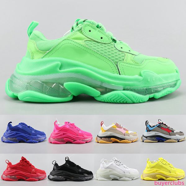 

triple s designer casual shoes paris 17fw sneaker clear bubble midsole triple black white mens womens fashion size 36-45, Black;green