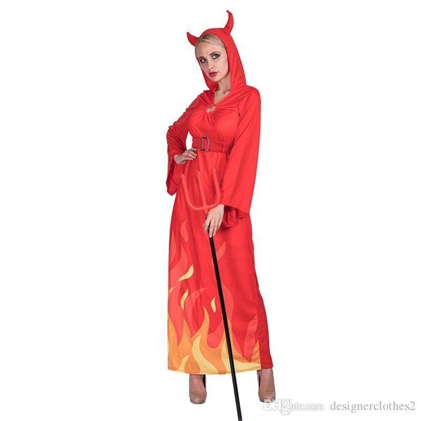 

devils cosplay clothes halloween and fancy dress party dress with horns theme costume designer flame lady, Black;red