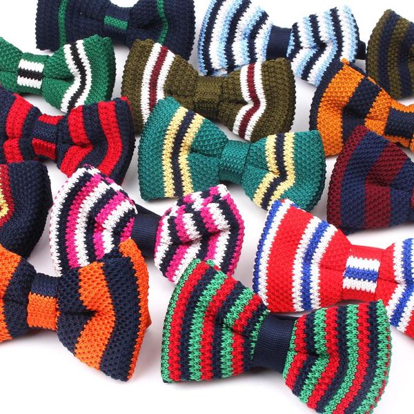 

new knit bow tie classic shirts bowtie for men business wedding bowknot striped bow ties cravats knitted ties, Blue;purple