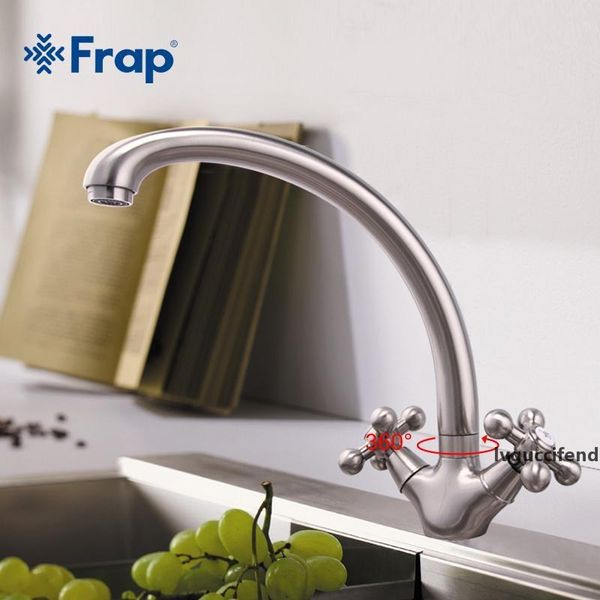 

frap 1 set frap brushed nickel kitchen faucet double handle cold and mixer f4219-5 t200423