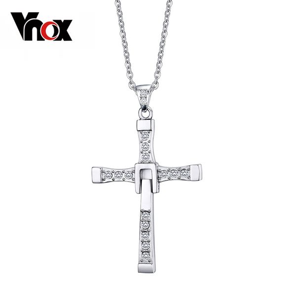 

vnox форсаж крест ожерелье мужчин ювелирные изделия титана стали высокое качество не сплав металла cx200721, Silver