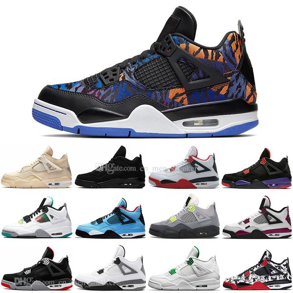 

2020 sail 4 4s black cat white cement what the fire red mens basketball shoes cactus jack tattoo mushroom men women sports sneakers, White;red