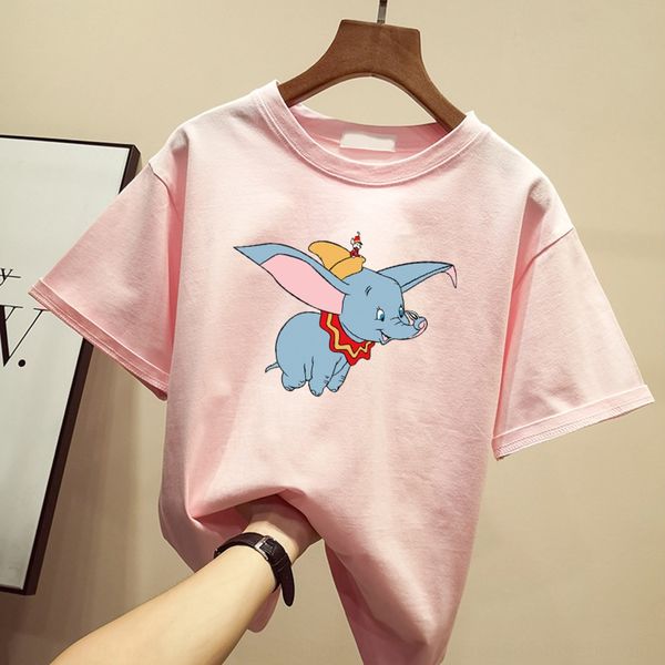 

z4omk small flying elephant summer short-sleeved women's 2020 new korean style half-sleeved clothes cotton t-shirt cotton t-shirt women, White