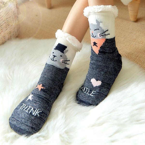 

carpet cartoon floor warm slippers and family female warm thickened velvet sleep socks slippers socks, Pink;yellow
