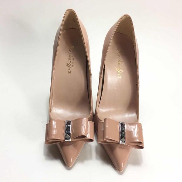 

2020 spring new silver rivet ladies high heels pumps ol fashion slip-on high-heeled women pumps party bow-knot women's shoes, Black