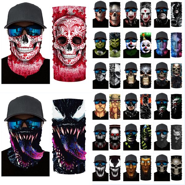

dhl shipping clown skull bandana scarf outdoor cycling neck gaiter seamless face cover sunscreen headscarf protective face shield l408fa, Black