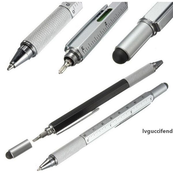 

7 color novel multifunctional screwdriver ballpoint pen multi function pens touch screen metal gift school office supplie stationery pen, Black;red