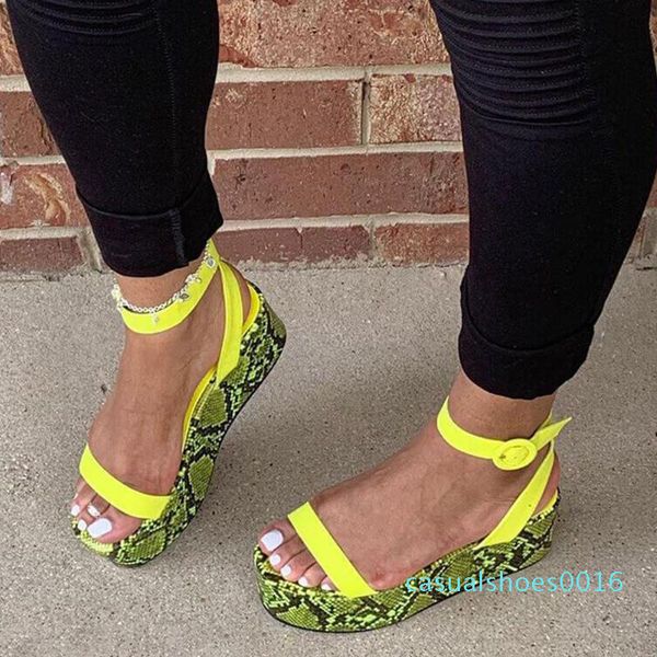 

ribetrini women fashion open toe snake print shoes women ankle strap handmade dropshipping sandals leisure sandals c17, Black