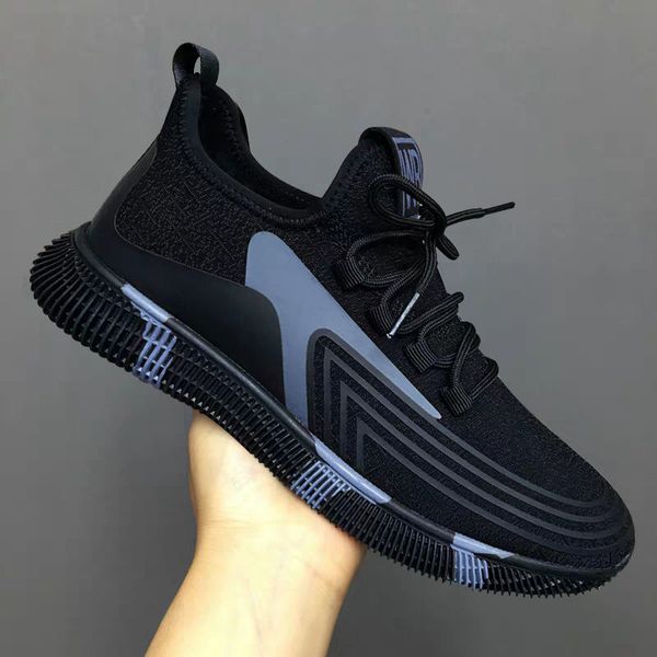 

light running shoes comfortable casual men's sneaker breathable non-slip wear-resistant outdoor walking men sport shoes, Black