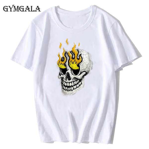 

100% cotton skull men's t-shirt skull t-shirt print round neck retro men's clothing summer fashion casual person, White;black