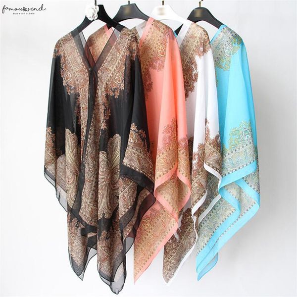 

vintage women plus size blouses fashion print chiffon blouse summer sunscreen shirt casual loose women clothes 2020, White