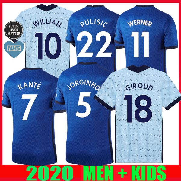 

thailand 20 21 willian pulisic soccer jerseys kovacic jorginho giroud kante pedro 2020 2021 batshuayi home away man kids kit football shirts, Black;yellow