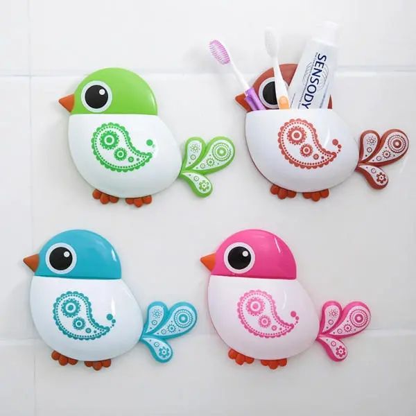 

multifunctional bird toothbrush holder suction hook for bathroom accessories