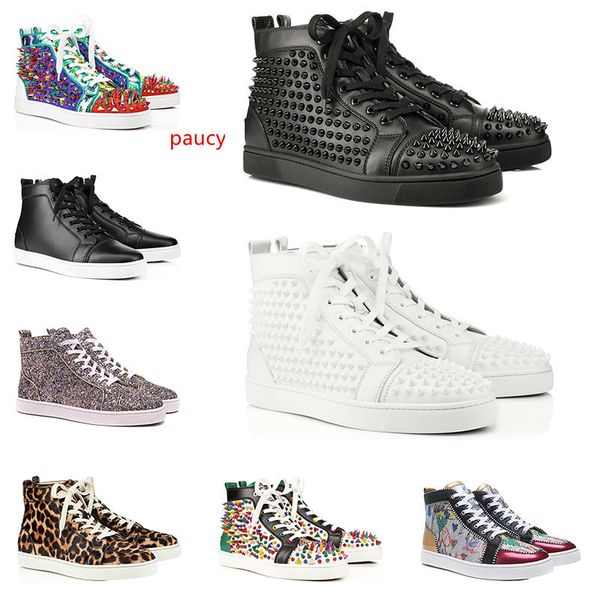 

with ]2019 designer fashion s shoes studded spikes flat sneakers for men women leather casual rivet sneakers