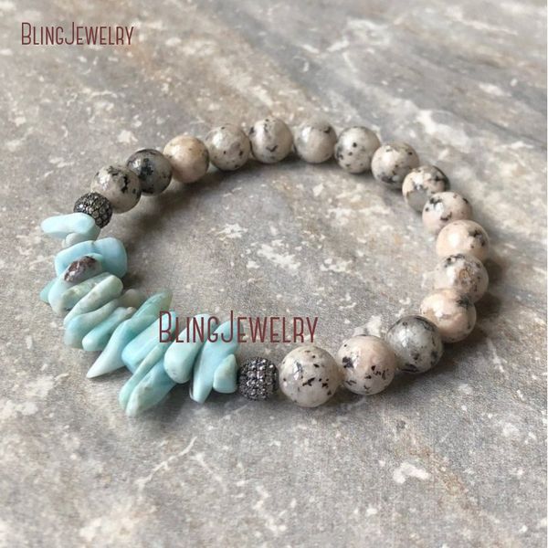 

larimar chips bracelet stretch beaded bracelet gemstones bm33705, Black