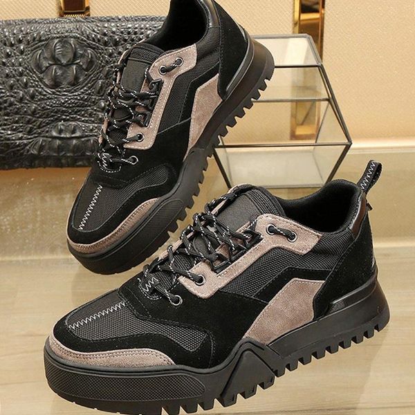 

fashion classic hiking sneaker mens shoes breathable vintage lightweight shoes luxury lace -up plus size casual mens shoes zapatilla, Black