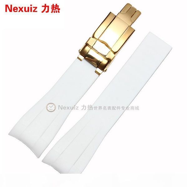 

new watchbands silicone rubber watchband accessories insurance folding buckle deployment sport swimming waterproof straps 20mm, Black;brown