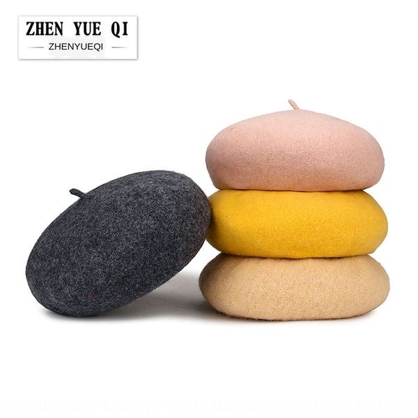 

wool children's season online painter's celebrity beret korean style soft girl painter hat british pumpkin beret hat tide, Blue;gray