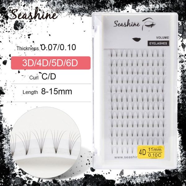 

seashine lashes 0.07 d curl premade russian volume fans 3d/4d/5d/6d eyelashes short stem lash premade lash extension