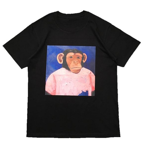 

street fashion mens t shirt 2020 orangutan monkey pattern tennis short sleeves t shirts men and women stylist hip hop tee, White;black