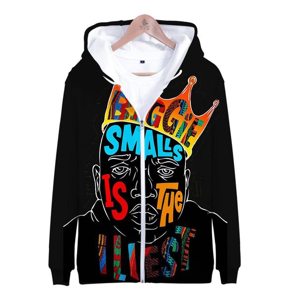 

2019 biggie zipper hoodies 3d hoodies b.i.g sweatshirt women harajuku b.i.g men plus size for men hip hop, Black