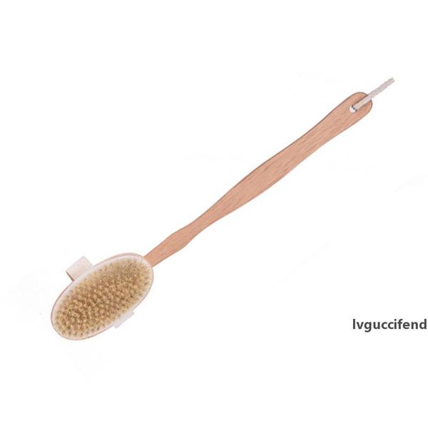 

dry skin body brush with long detachable non-slip handle 100% natural bristle bath shower brush blood circulation & exfoliation