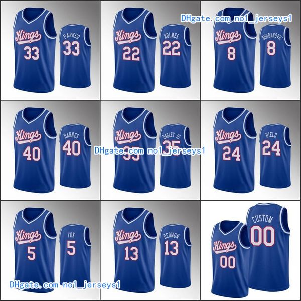

sacramento kings men de aaron fox buddy hield marvin bagley iii 1990-1994 anniversary nba classic custom blue jersey, Black