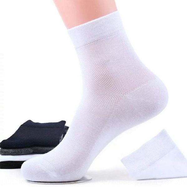 

5 pairs 67.9% cotton solid color mesh breathable sports men's mid-calf autumn thin and socks men's breathable deodorant socks, Black