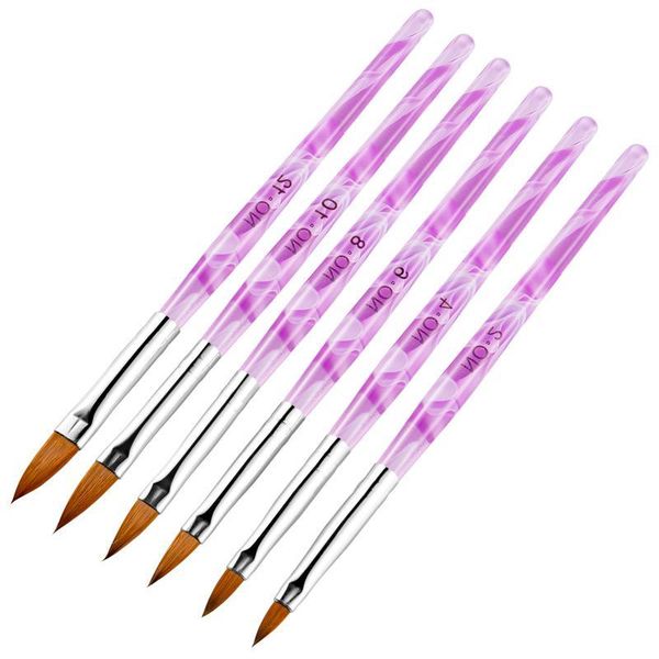

new acrylic handle nail art flat brush design dotting painting drawing crystal pen set carving salon tips builder manicure, Yellow