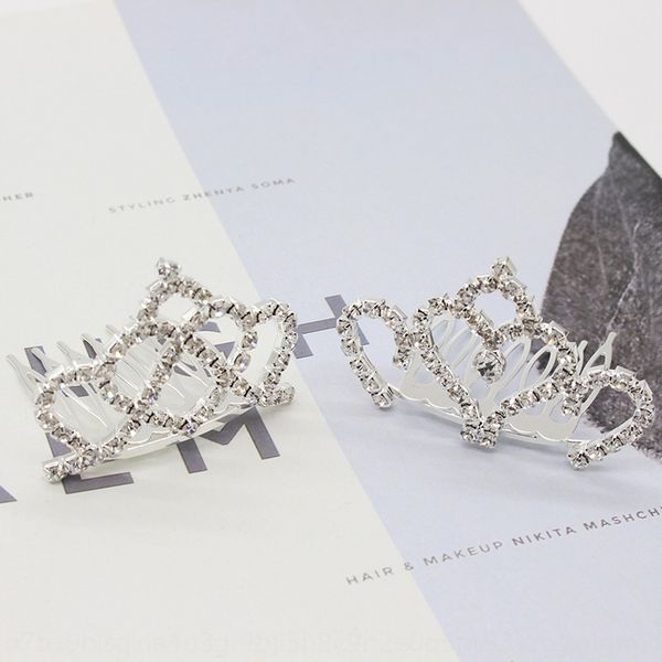 

bride hair headdress diamond headdress accessories diamond crown hair comb children's performance headwear accessories silver comb, Slivery;white