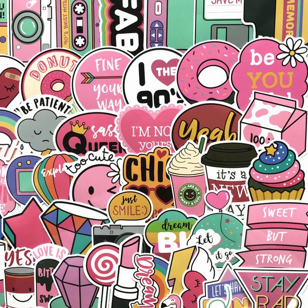 

5 sets=300pcs cute cartoon girl trolley case computer waterproof pvc stickers