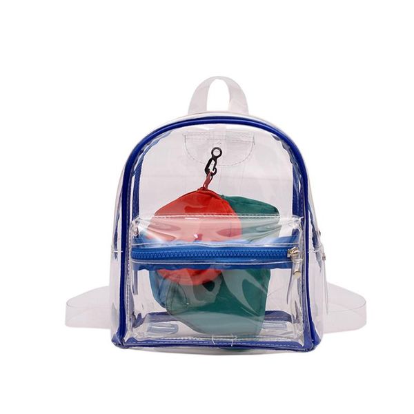 

clear transparent pvc backpack women schoolbags teen girls candy color jelly bags lady travel backpack beach bags 4 piece set *1
