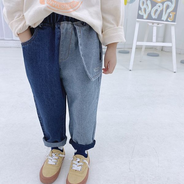 

boys jeans panty 2020 new korean style children's wear girls' pants ab side color matching dad pants children's jeans, Blue