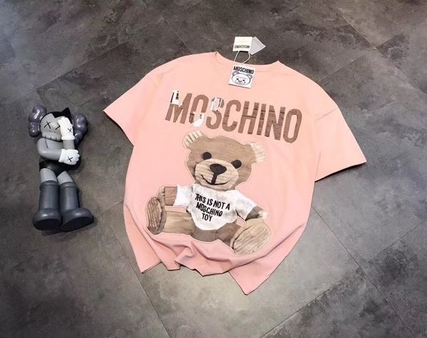 

2020 fashion catwalk mos brands mens womens designer bear pink lovers tshirt short sleeve tee luxury streewear s- 729, Black;green