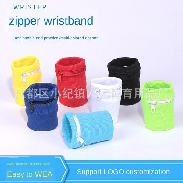 

flat flat zipper zipper guard fitness sports personalized wrist guard key pocket wrist bag, Black;red