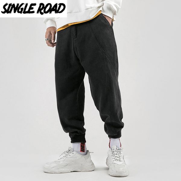 

singleroad mens harem pants joggers men 2020 solid pantalon hip hop japanese streetwear trousers male korean punk pants for men, Black