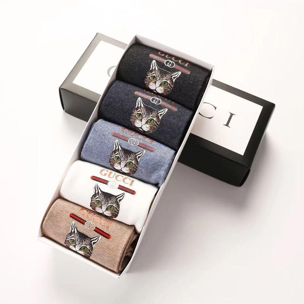 

designer socks mens sock womens cat 5 pairs designer knitted socks new womens fashion trend underwear sock ing, Blue;gray