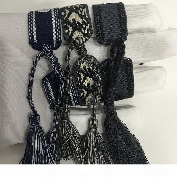 

19d fashion jewelry for women cotton jewelry letter signature embroidery bracelet woven bangle tassel lace-up bracelet, Golden;silver